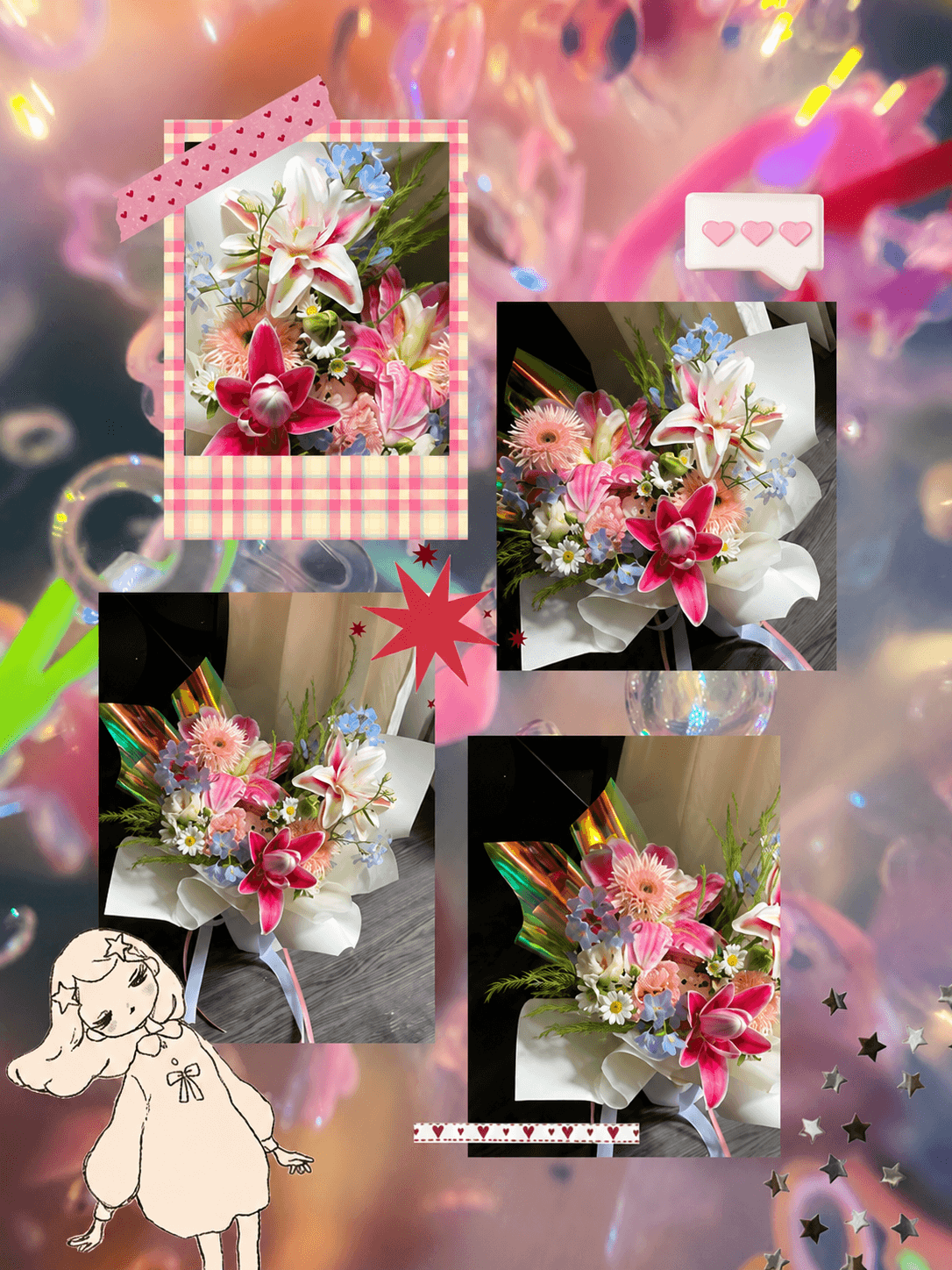 Blyling party bouquet - hoa tinh yeu hong ruc Flocaa