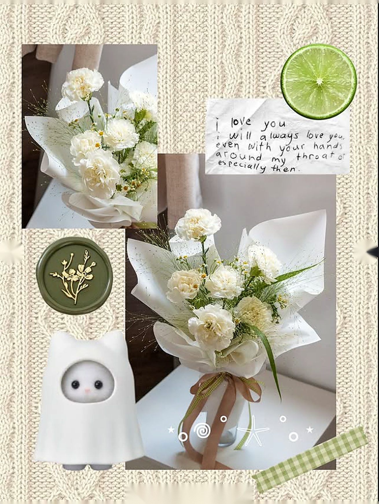 Eternal Love Whisper - hoa cam on trang kem xanh olive Flocaa