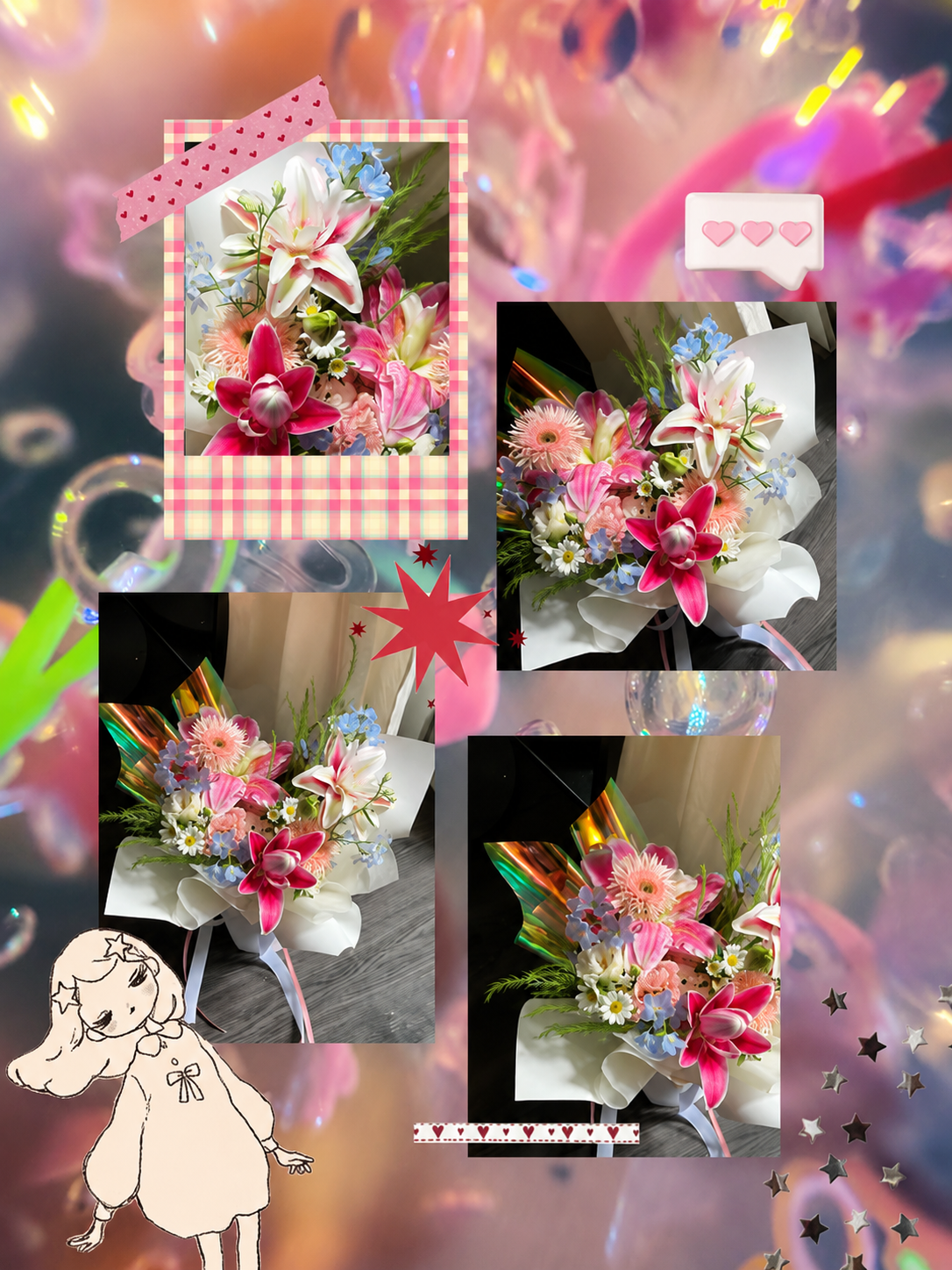 Blyling party bouquet - hoa tinh yeu hong ruc Flocaa